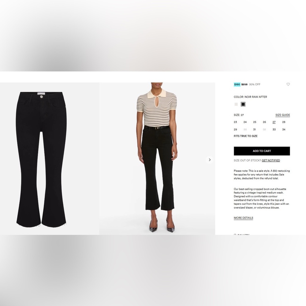 Frame Le Crop Mini Boot
Denim Charcoal Jean